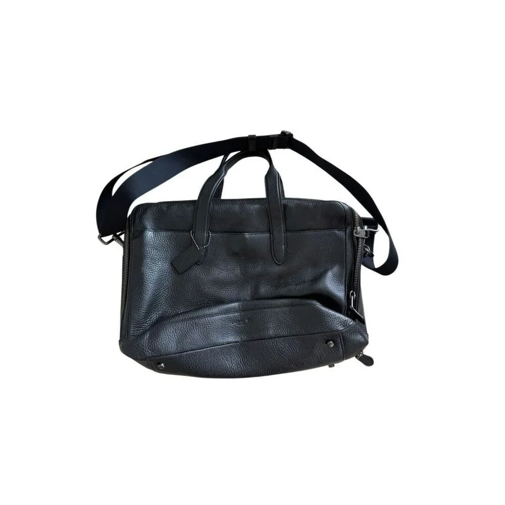 Coach Unisex Black Pebbled Leather Hamilton Business Travel Briefcase OS